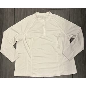Lands’ End Women’s White 1/4 Zip Long Sleeve Performance Top Size 2X Long